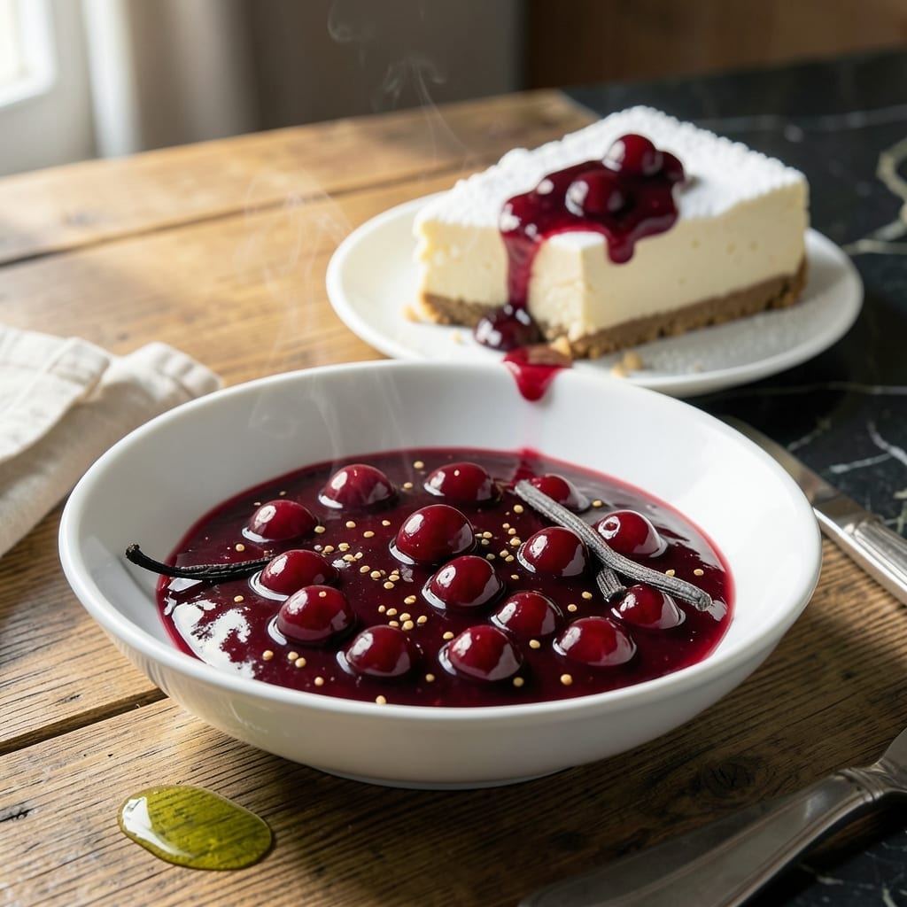 Recipe For Cherry Sauce For Cheesecake: Bright Tart Glaze With Vanilla Depth