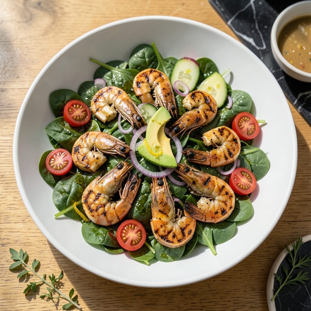 Grilled Shrimp and Spinach Salad Recipe: Smoky Char Meets Fresh Greens