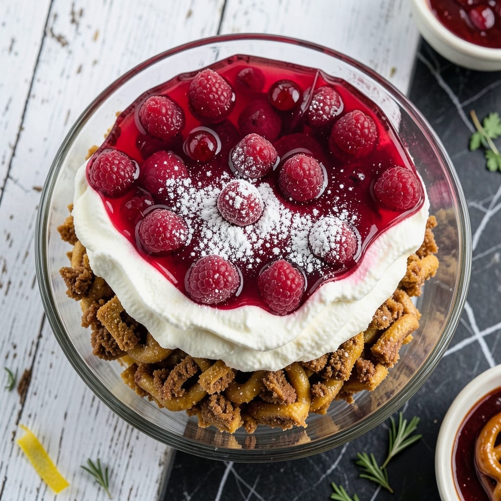 Pretzel Raspberry Jello Salad Recipe: Sweet and Salty Layered Delight