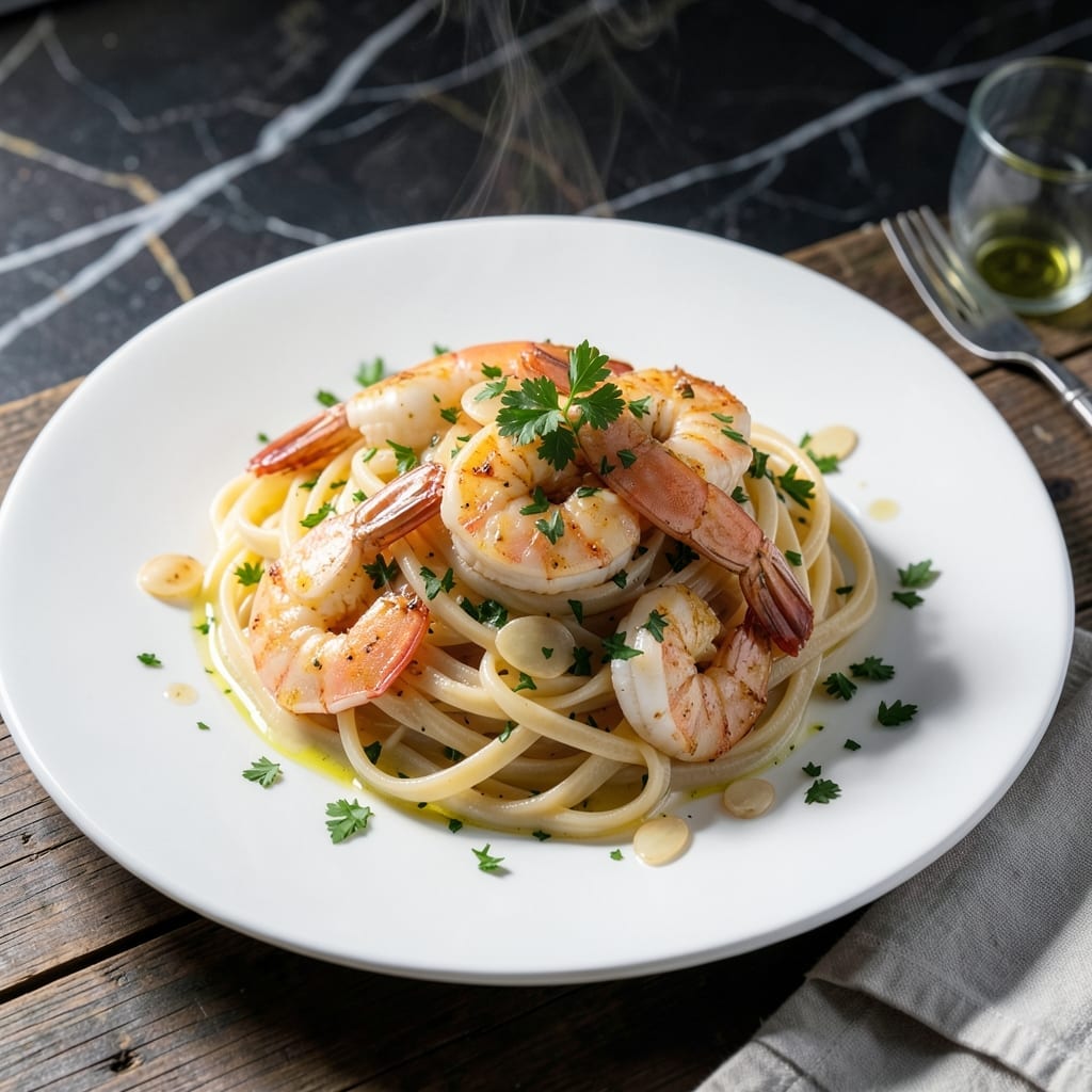 Recipe for Shrimp Scampi With Noodles: Garlic-Butter Infused with Lemon Zest