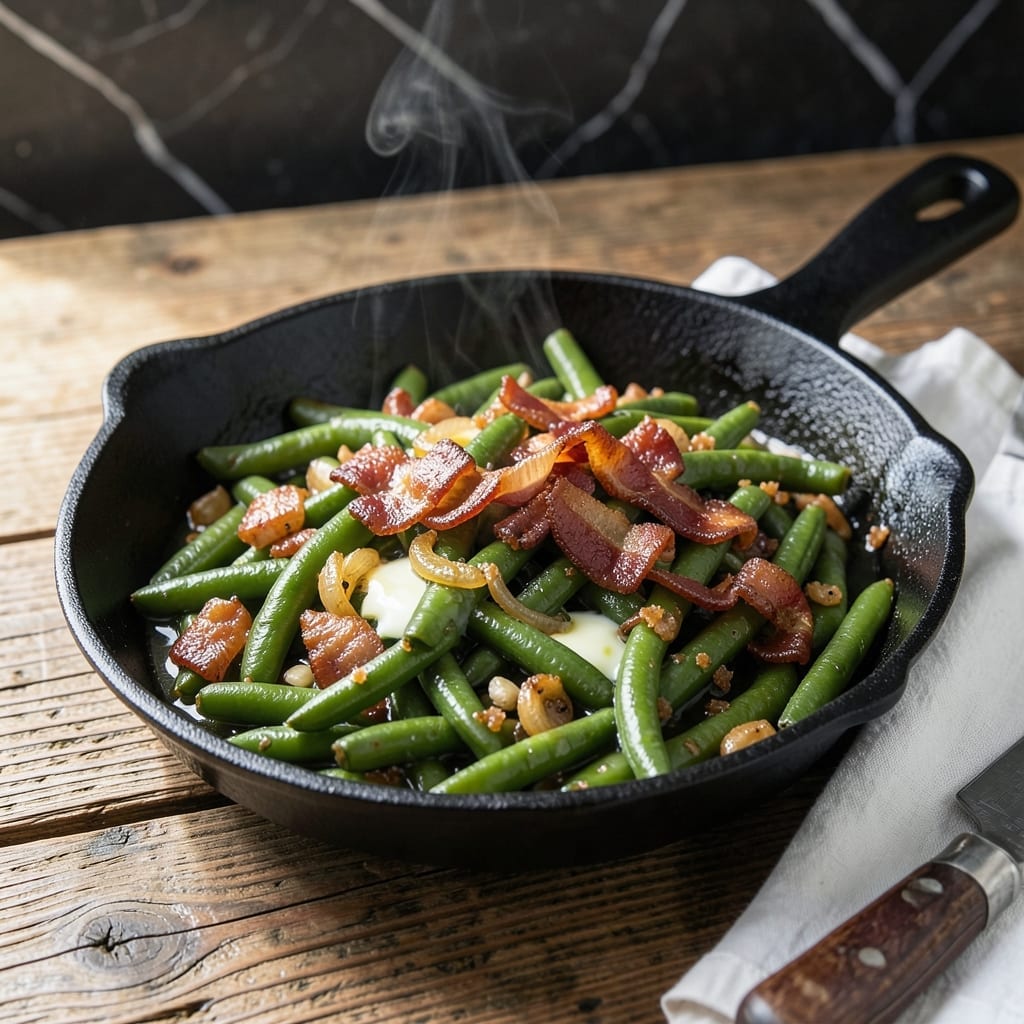 Copycat Recipe for Mission BBQ Green Beans: Smoked Bacon and Garlic Infusion