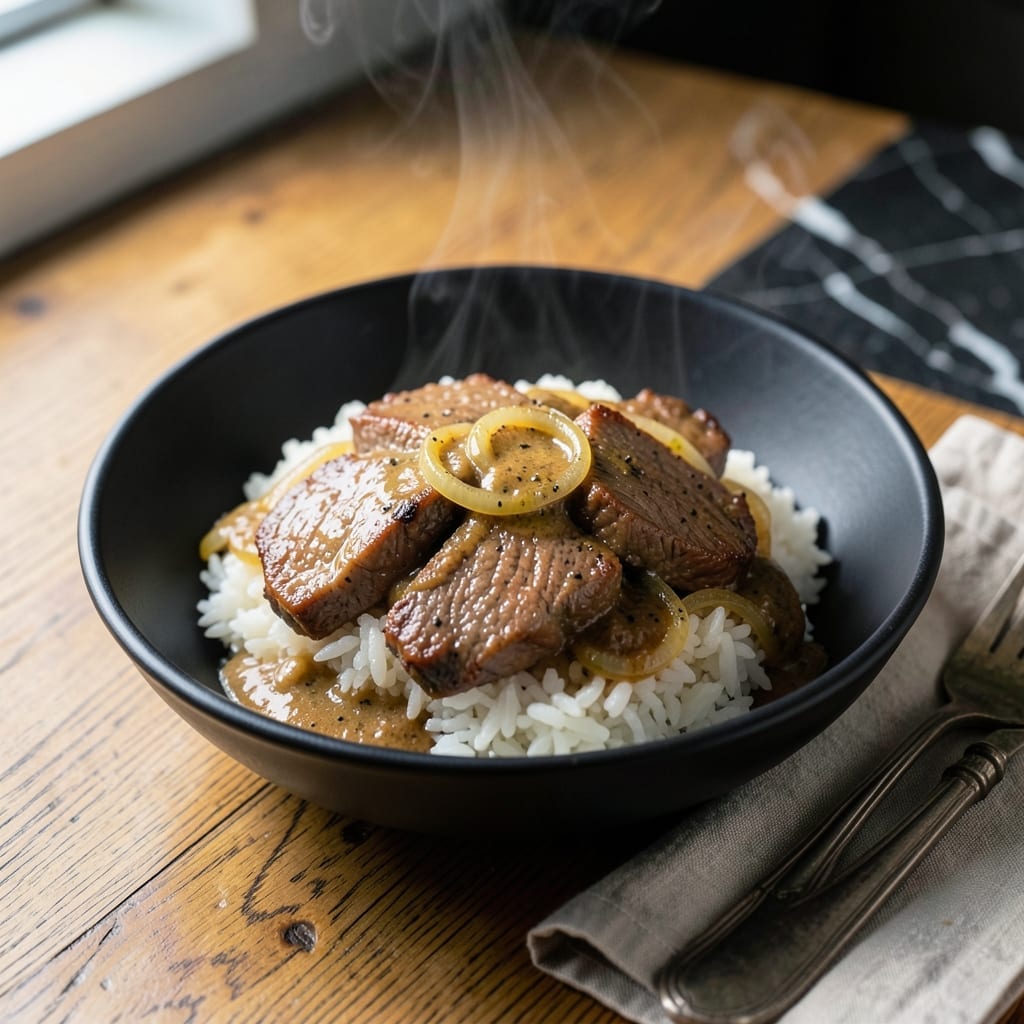 Hayashi Rice Recipe With Roux: Rich Demiglace Sauce Over Steamed Rice