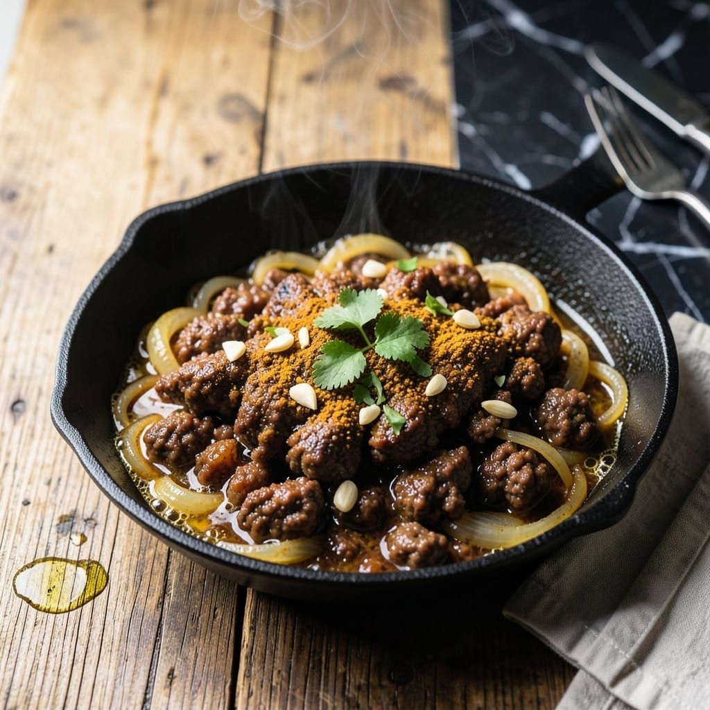 Recipe for Curried Minced Beef: Spiced Ground MeatWith Rich Gravy