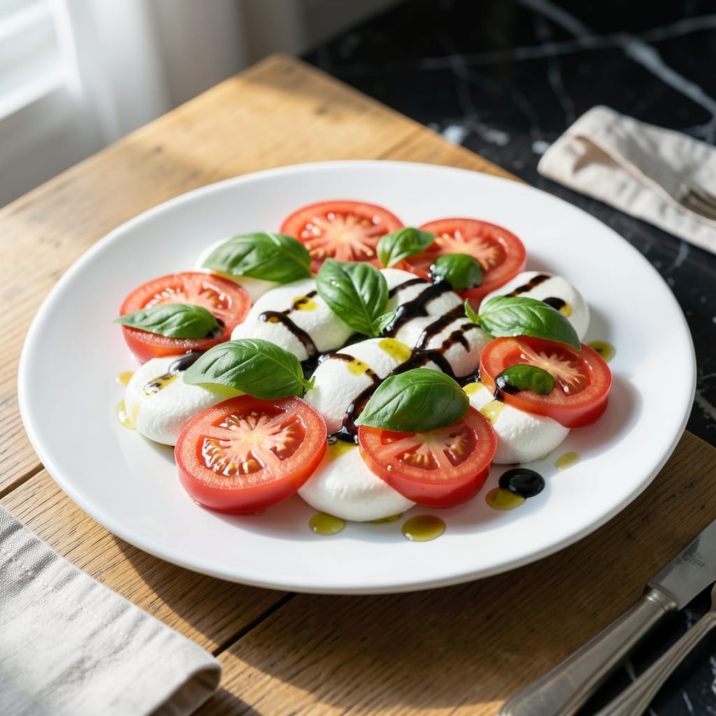 Recipe Tomatoes Mozzarella Cheese And Basil: Caprese Salad Freshness On A Plate