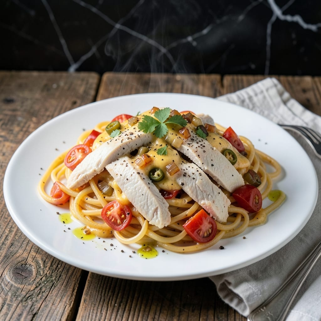 Rotel Chicken Spaghetti With Velveeta: Spicy Cheesy One-Pot Comfort