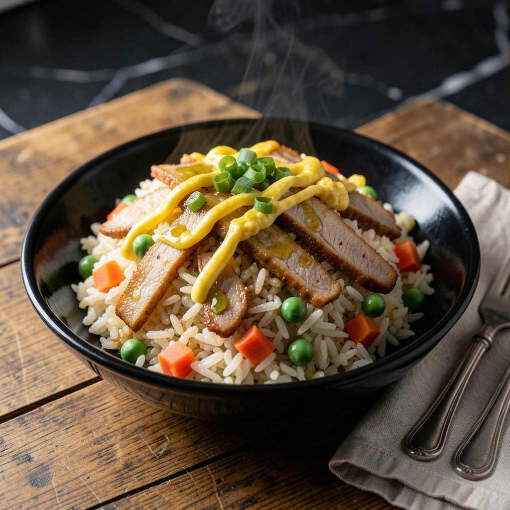 Recipe for Chinese Pork Fried Rice: Wok-Tossed Savory Bites With Peas and Carrots