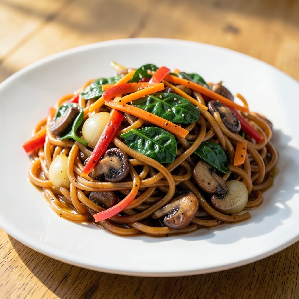 Easy Japchae Recipe Vegetarian: Glass Noodles With Garden Fresh Crunch