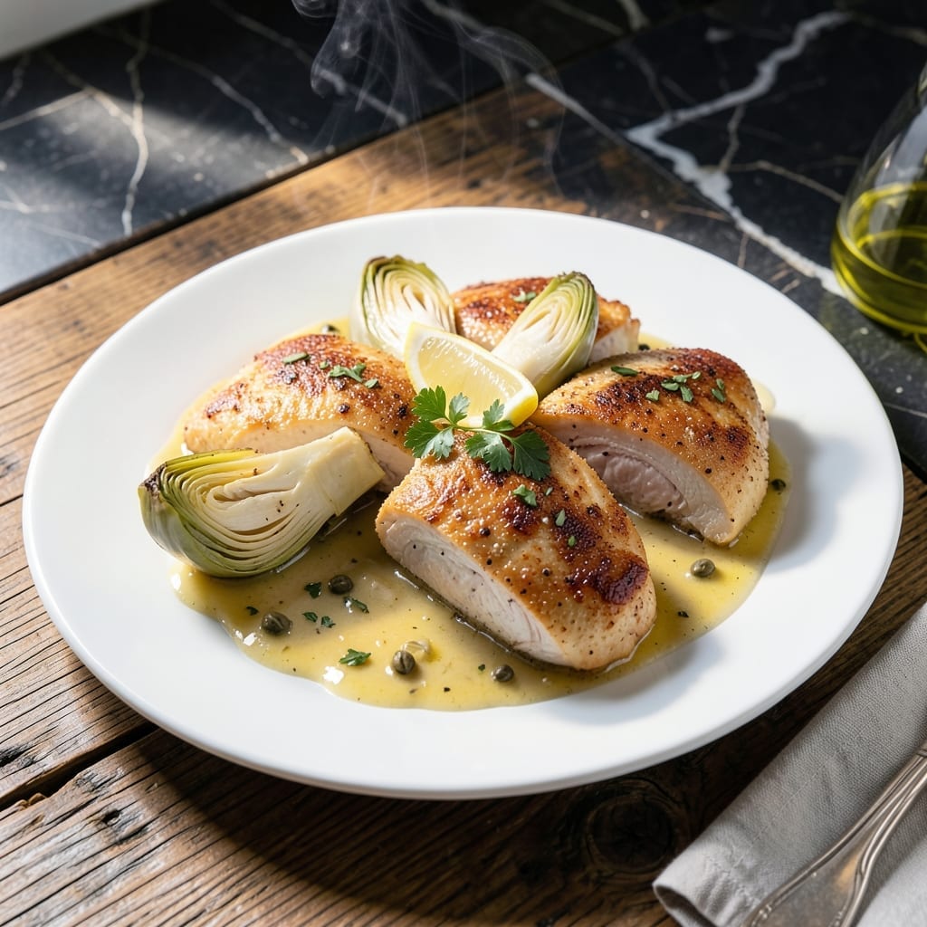 Recipe For Chicken Piccata With Artichokes: Zesty Lemon Caper Sauce With Tender Chicken