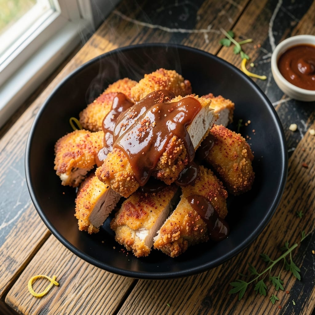 Fried Chicken With Barbecue Sauce Recipe: Smoky Sweet Crispy Coating