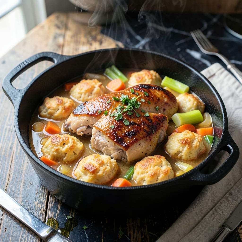 Chicken And Dumplings Recipe With Canned Biscuits: Fluffy Dough Over Rich Broth