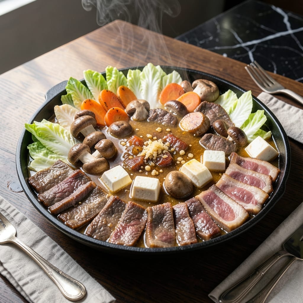 Korean BBQ Hot Pot Recipe: Spicy-Sweet Broth with Tender Meats and Veggies