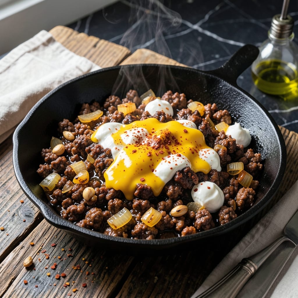 Keto Recipe With Ground Beef: Cheesy Skillet Meal in 20 Minutes
