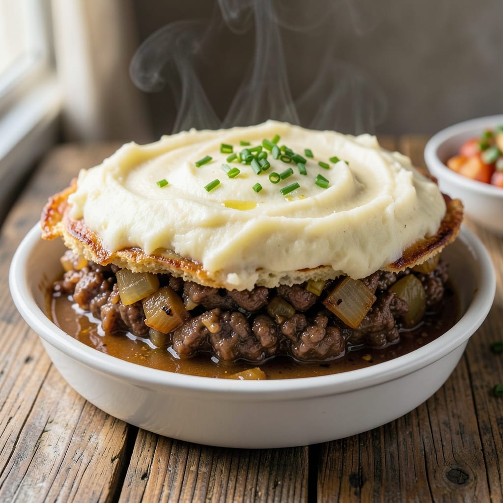 Hamburger Pie Recipe With Mashed Potatoes: Savory Ground Beef Layers Under Fluffy Topping