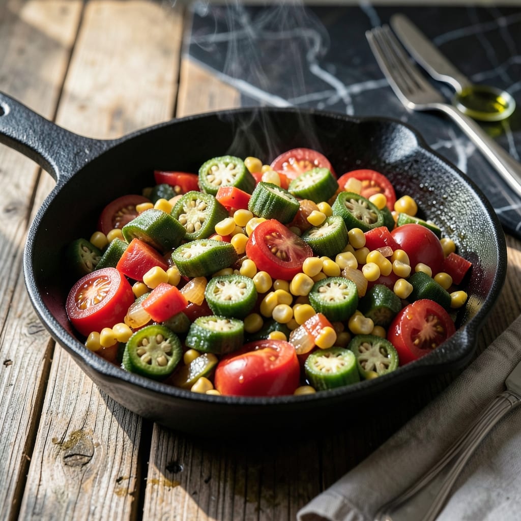 Recipe for Okra Corn and Tomatoes: Southern-Style Summer Medley