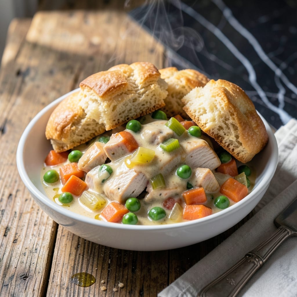 Instant Pot Chicken Pot Pie Recipe With Biscuits: Flaky Topped One-Pot Comfort