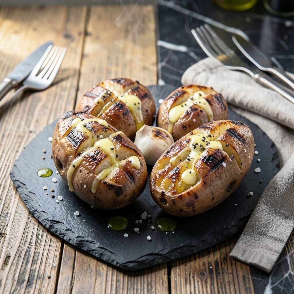 Grilled Whole Potatoes Recipe: Smoky Char with Garlic Butter Finish