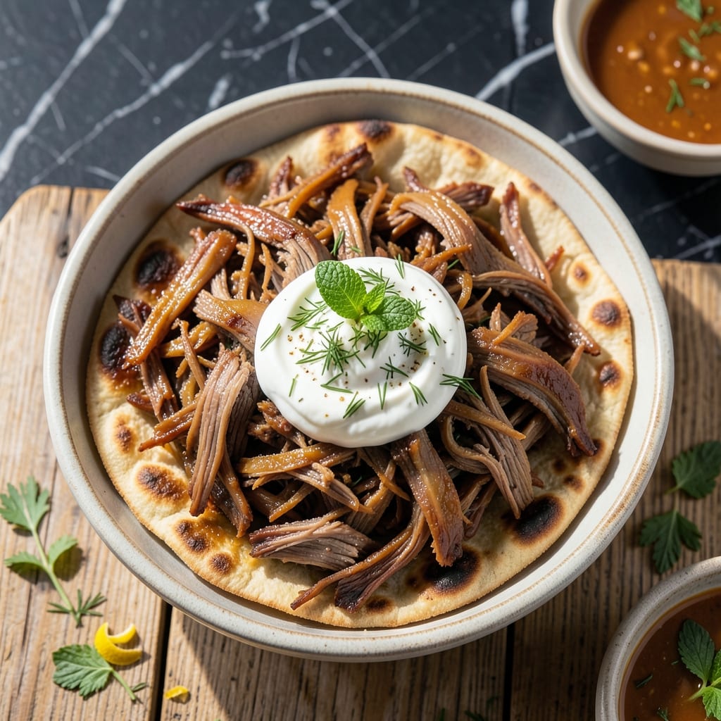 Recipe for Leftover Lamb Roast: Mediterranean-Style Flatbread Topping