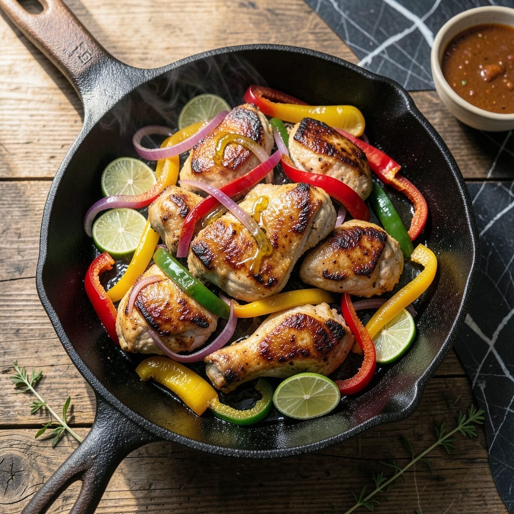Chicken Thigh Fajita Recipe: Smoky Charred Peppers and Onions