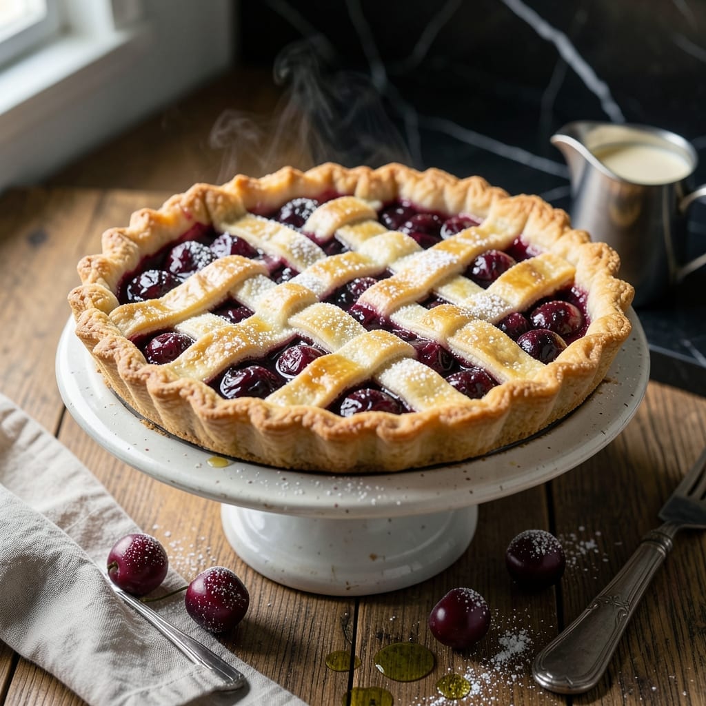 Cherry Pie Recipe Using Frozen Cherries: Lattice Crust with Burst Berry Filling