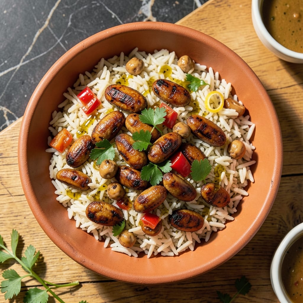 Garbanzo Mediterranean Grill Rice Recipe: Smoky Char With Spiced Chickpeas