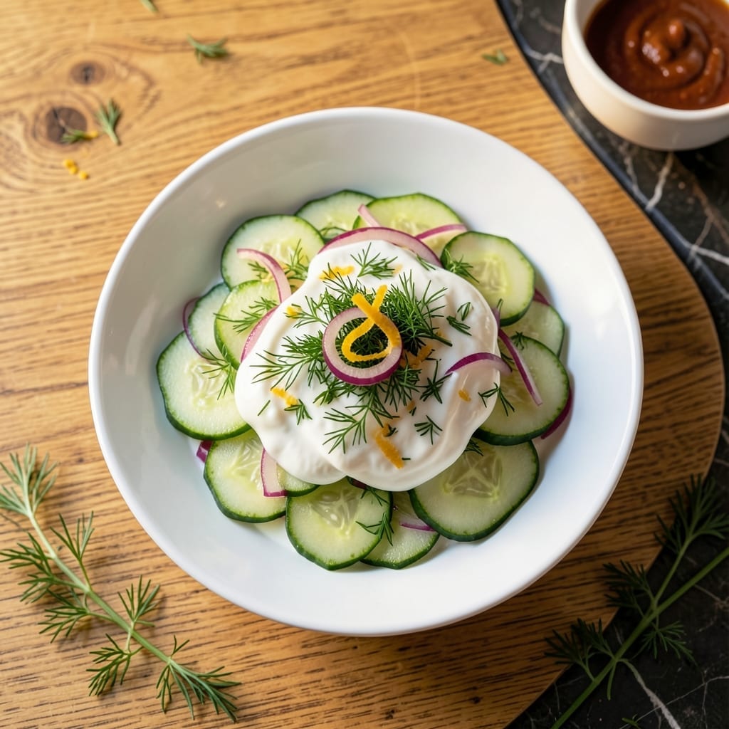Recipe for Cucumber Salad With Sour Cream: Cool and Creamy Garden Freshness