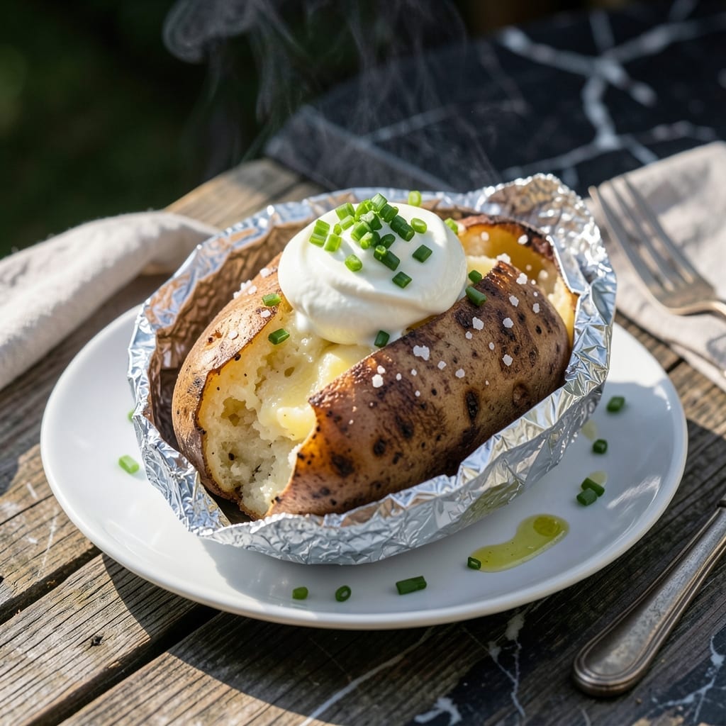 Baked Potato Recipe Foil Grill: Fluffy Centers With Smoky Char