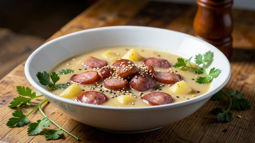 Smoked Sausage and Potato Soup Recipe: Deep-Smoked Flavor With Creamy Mashed Potato Swirls