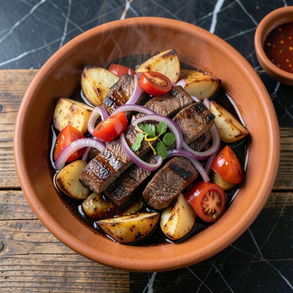 Recipe For Lomo Saltado Peruvian Food: Wok-Tossed Beef With Tomato and Fries