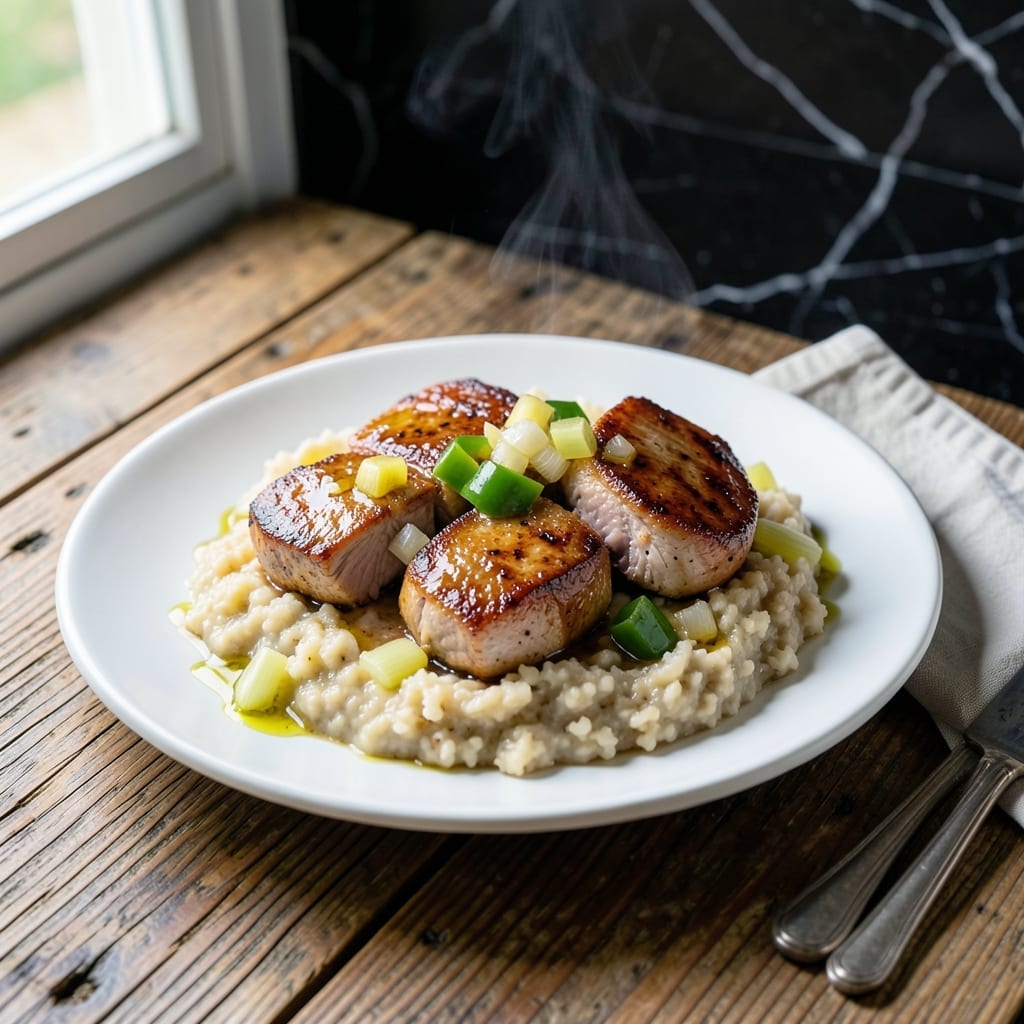Pork Grillades and Grits Recipe: Creole-Style Braised Pork With Creamy Stone-Ground Grits