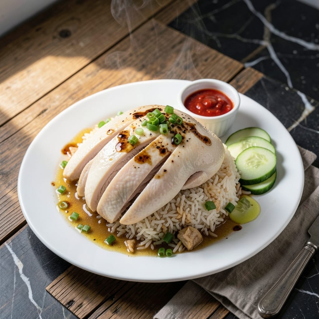 Hainanese Chicken Rice Recipe Video: Silky Poached Chicken With Aromatic Rice