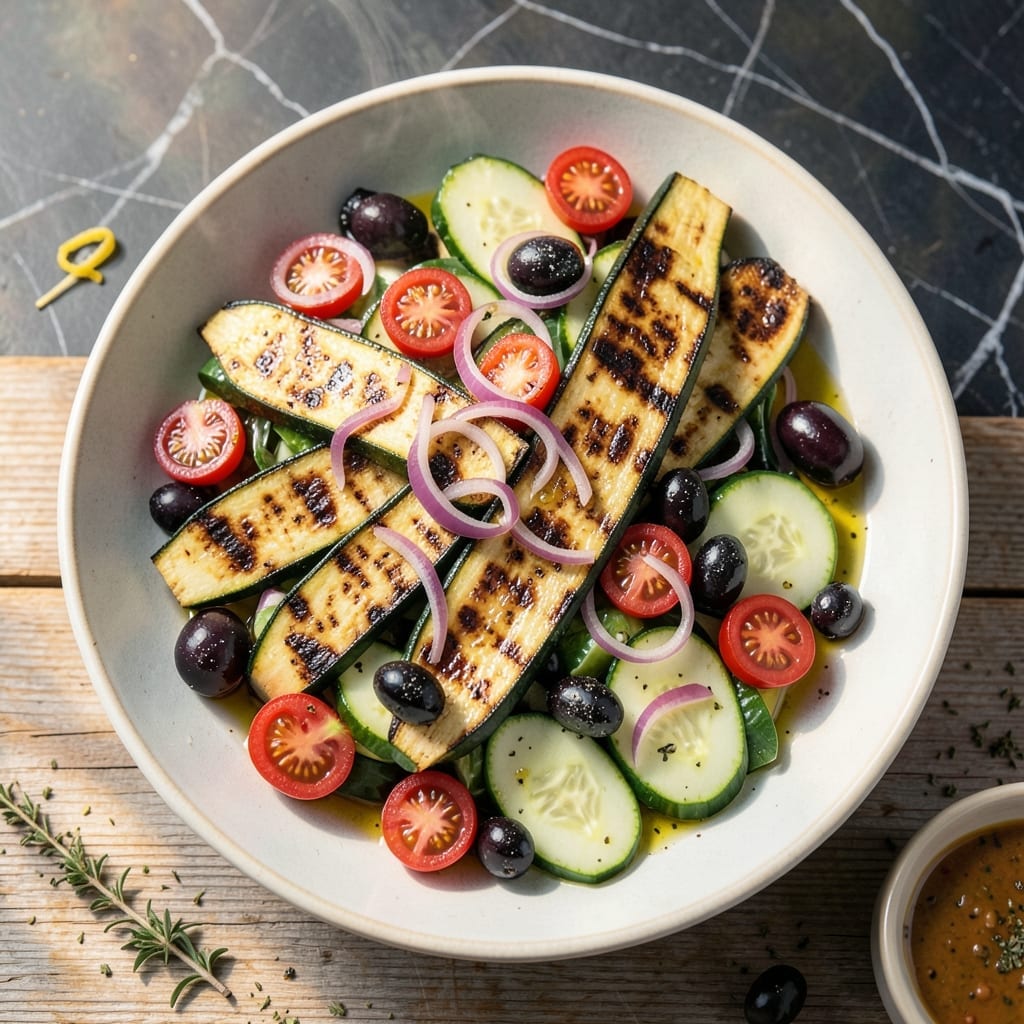 Grilled Zucchini Greek Salad Recipe: Fresh Mediterranean Flavors on a Plate