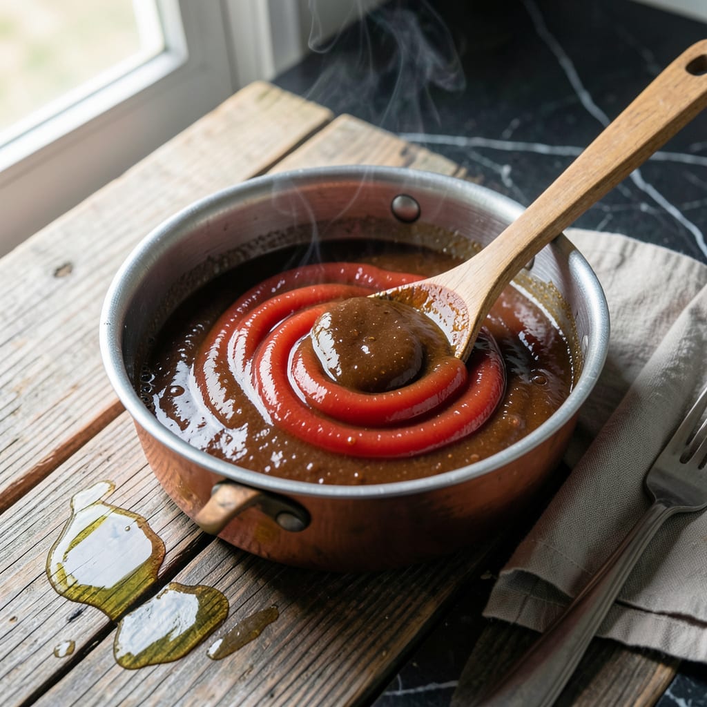 3 ingredient bbq sauce recipe illustration with key details