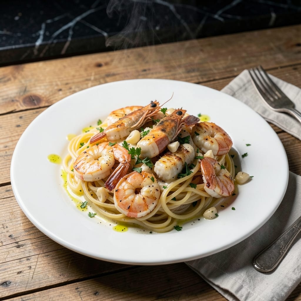 Shrimp Luciano Don Pepe Recipe: Garlicky White Wine Sauce With Succulent Shrimp