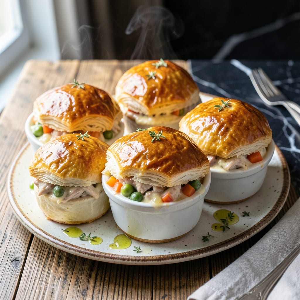 Mini Chicken Pot Pie Recipe With Puff Pastry: Flaky Crust and Creamy Filling