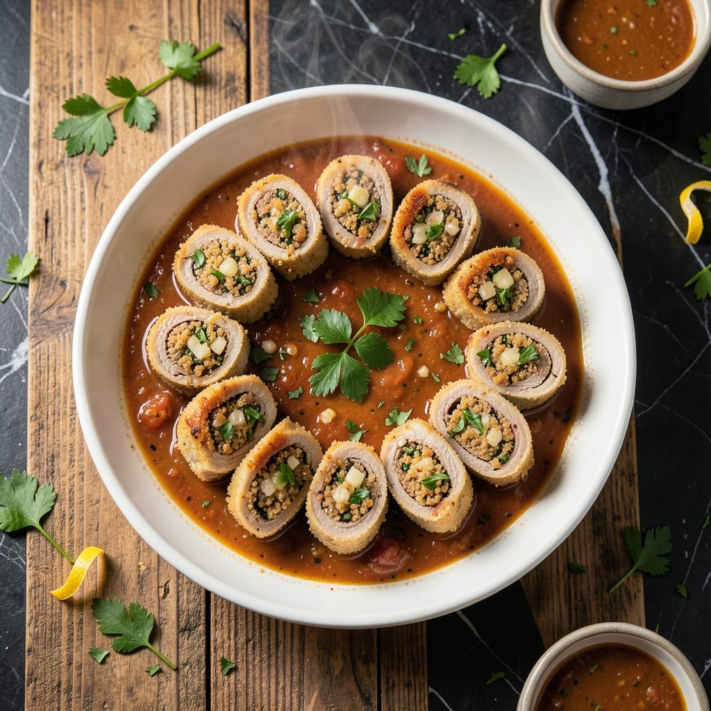 Veal Braciole Recipe: Herb-Stuffed Rolls With Rich Tomato Sauce
