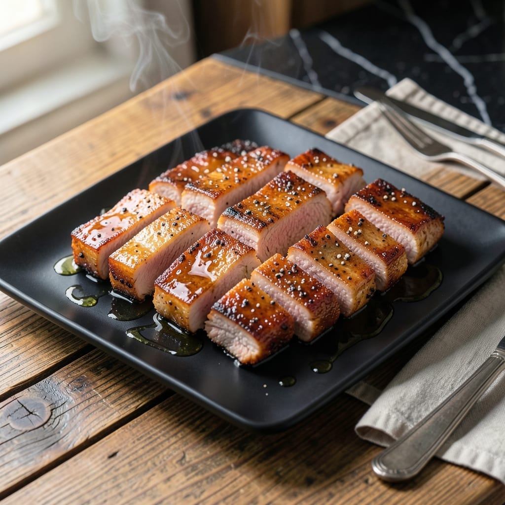 Barbecue Pork Belly Slices Recipe: Crispy and Sticky Asian Glaze