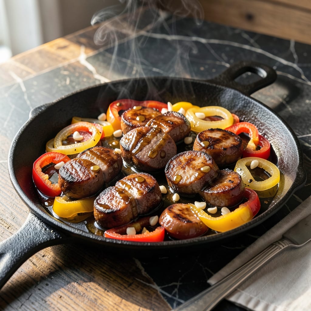 Hot Dog Recipe No Bun: Sausage and Peppers Skillet Dinner