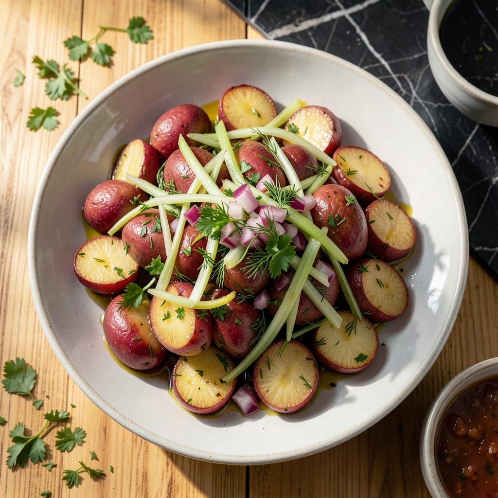 Red Potato Salad No Mayonnaise Recipe: Zesty Herb Dressing With a Crunch