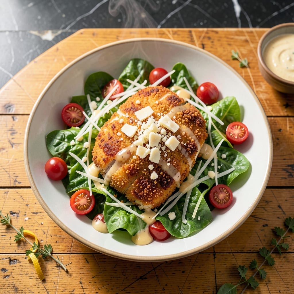 Macaroni Grill Parmesan Crusted Chicken Salad Recipe: Crispy Coating With Fresh Garden Greens