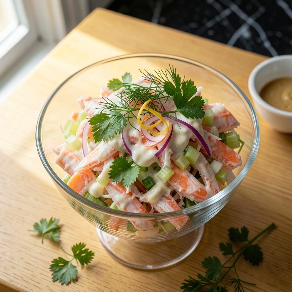 Recipe For Crab Salad With Imitation Crab Meat: Light and Flaky Seafood Delight