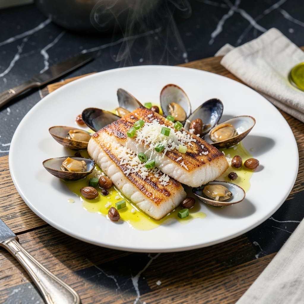 Flounder and Clams Recipe With Parmesan Cheese: Coastal Elegance in One Pan