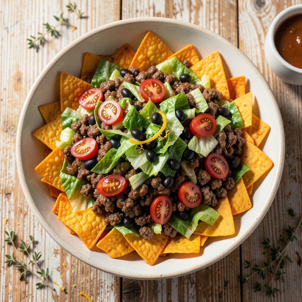 Taco Salad Recipe Using Doritos: Crunchy Nacho Cheese Upgrade