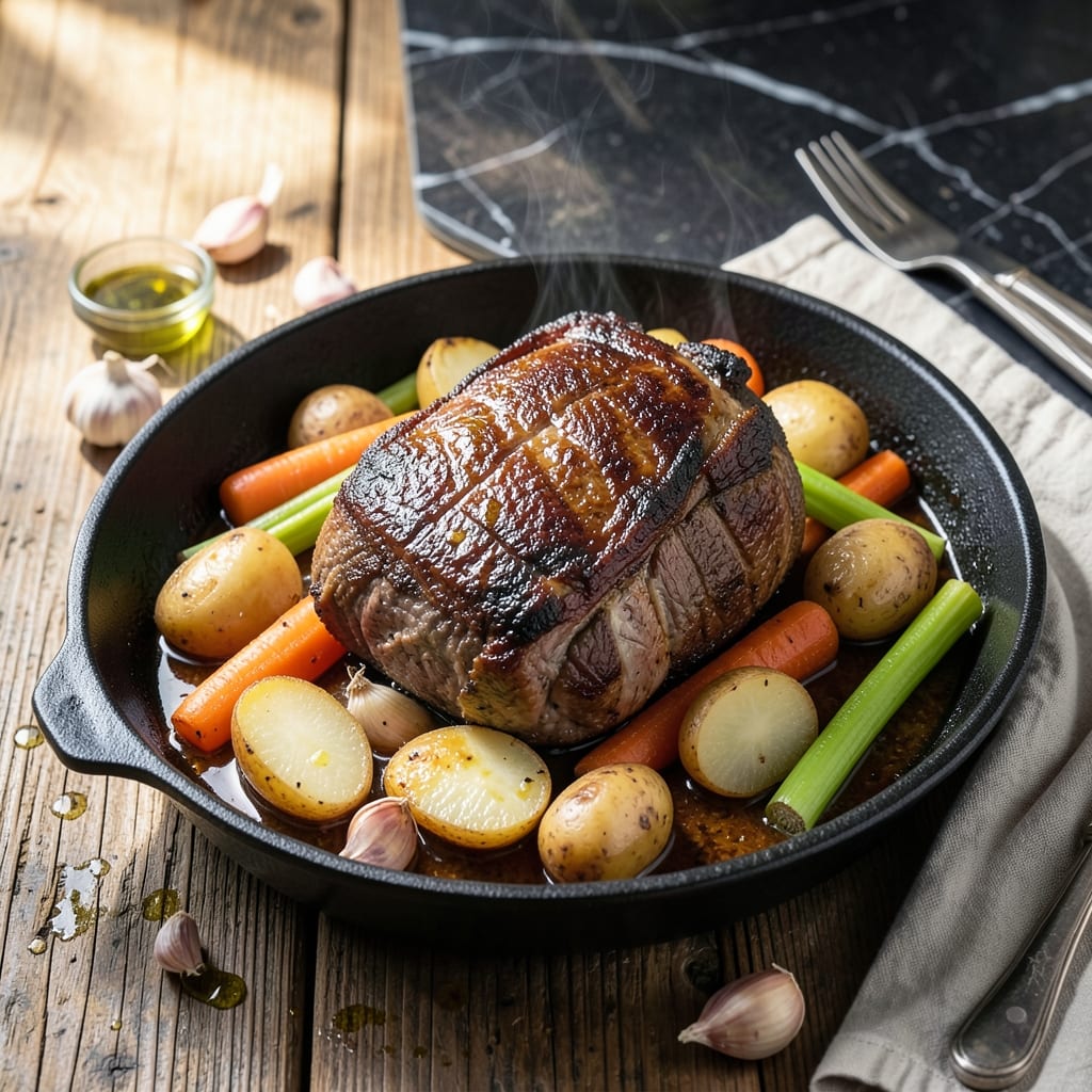 Pot Roast Recipe in Roasting Pan: Fall-Off-The-Bone Succulence With Root Vegetables