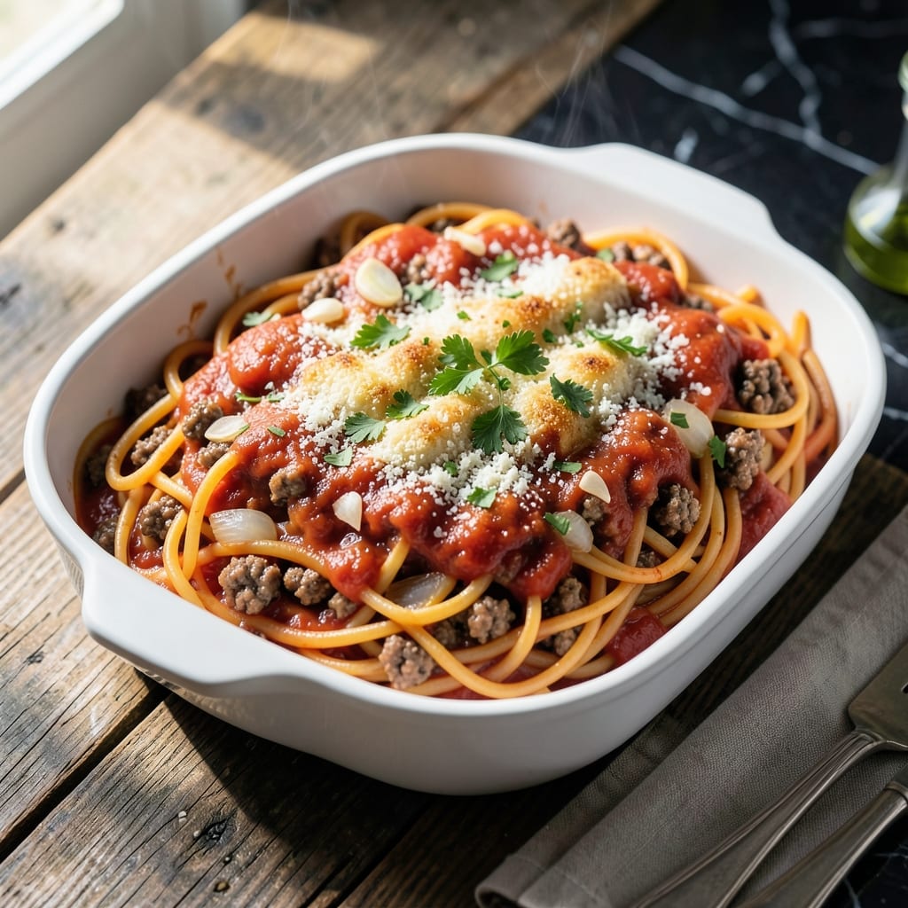 Baked Spaghetti Recipe With Ground Beef: Cheesy Layers of One-Dish Comfort