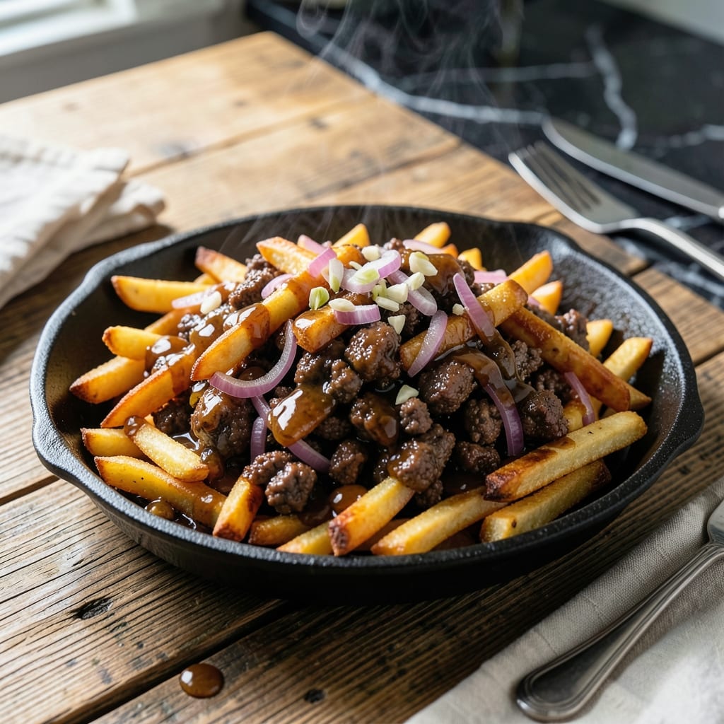 Loaded Fries Recipe With Ground Beef: Cheesy Topped Skillet Feast