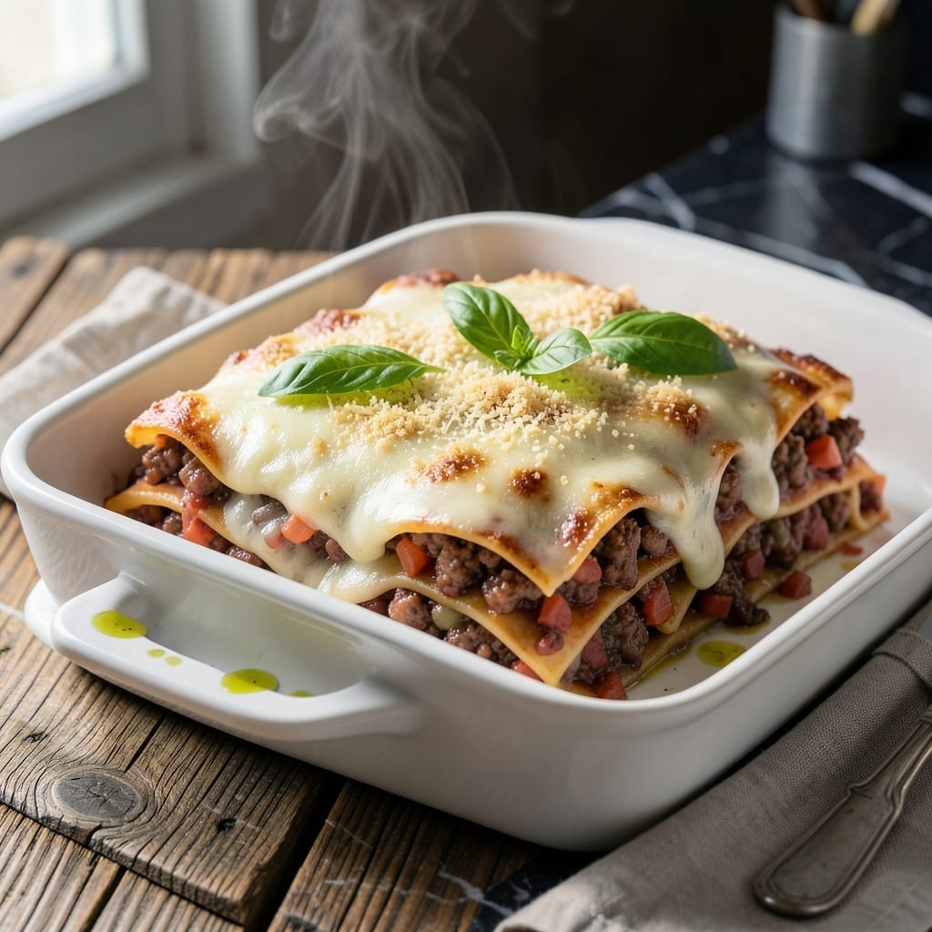 Authentic Italian Lasagna Recipe With Bechamel Sauce: Layered Pasta With Creamy White Sauce