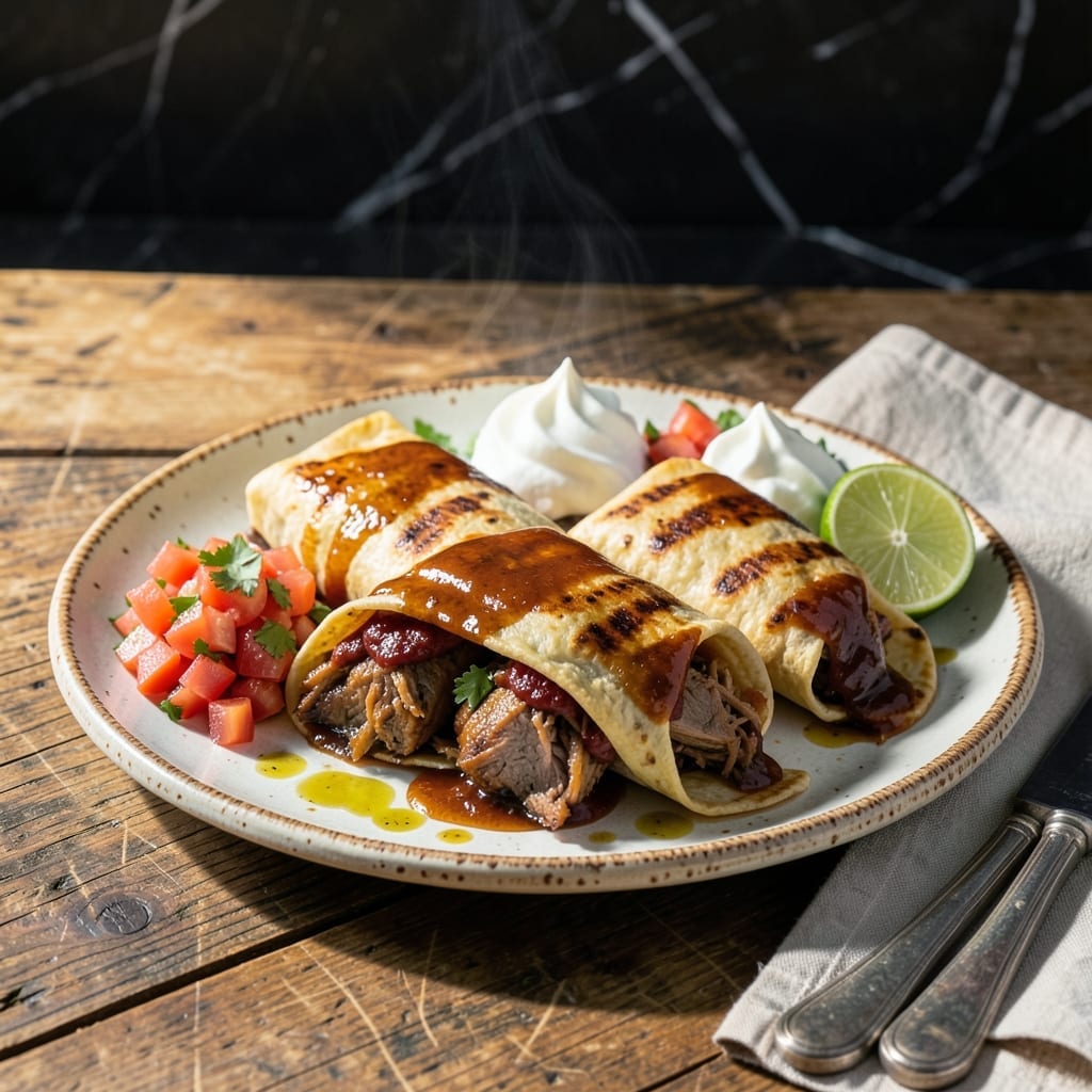 Barbecued Pork Burritos Recipe: Smoky Chipotle Wrapped in Soft Tortillas
