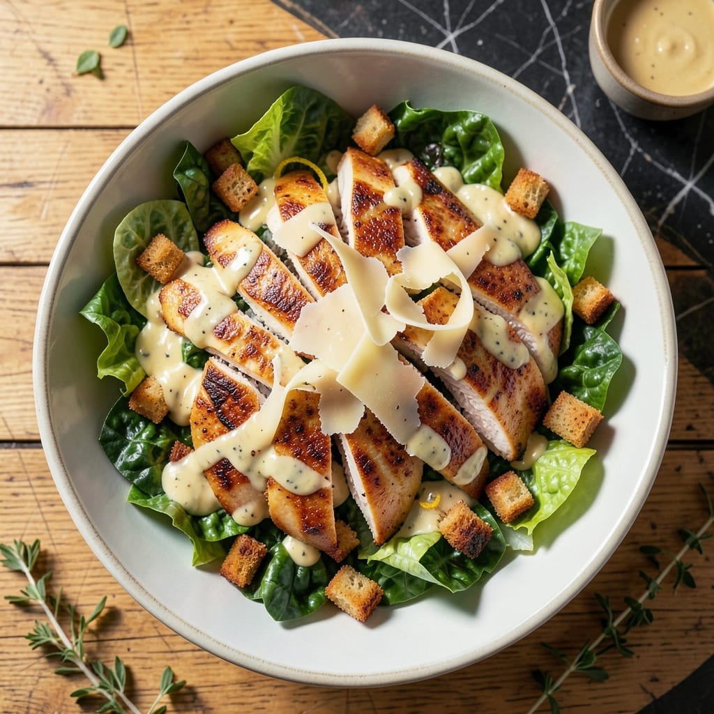 Chicken Recipe for Chicken Caesar Salad: Crisp Romaine and Parmesan Crunch