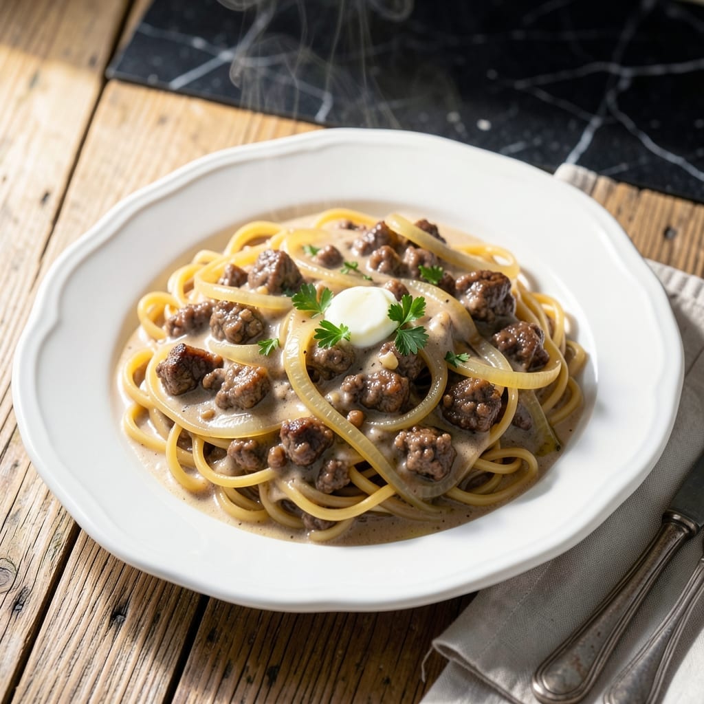 Ground Beef Stroganoff Recipe No Mushrooms: Creamy Egg Noodle Sauce With Rich Beef Flavor