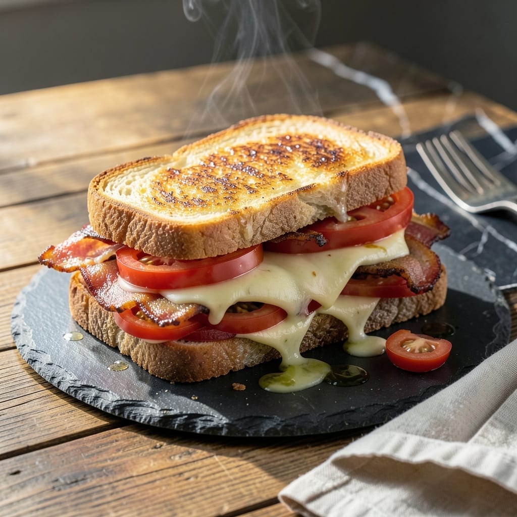 Grilled Cheese With Bacon and Tomato Recipe: Smoky Crisp With Melty Layers